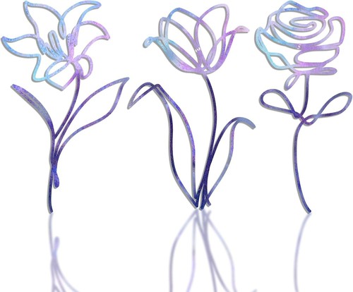 Piece purple metal flower - 3-piece,
