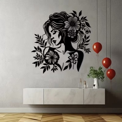 Floral crown woman metal wall - crown,