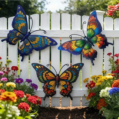 3pcs metal butterfly wall art - metal,