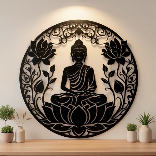 Metal wall art yoga buddha - metal,