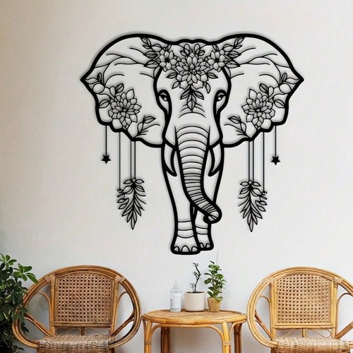 Elephant black metal wall - elephant,