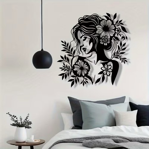 Floral crown woman metal wall - crown,