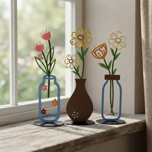 Piece rustic metal flower - 3-piece,