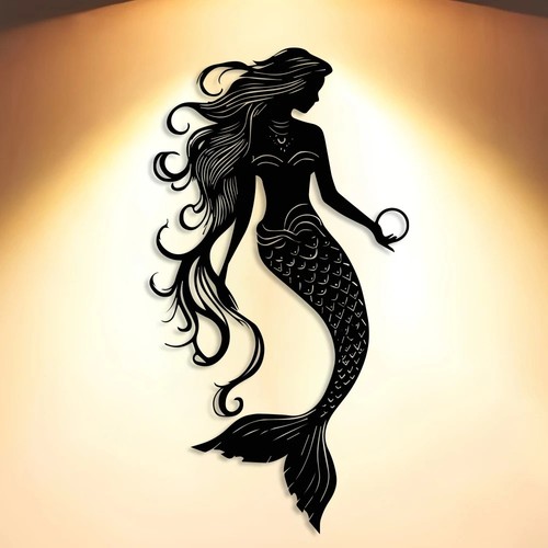 Minimalist mermaid metal wall - minimalist,