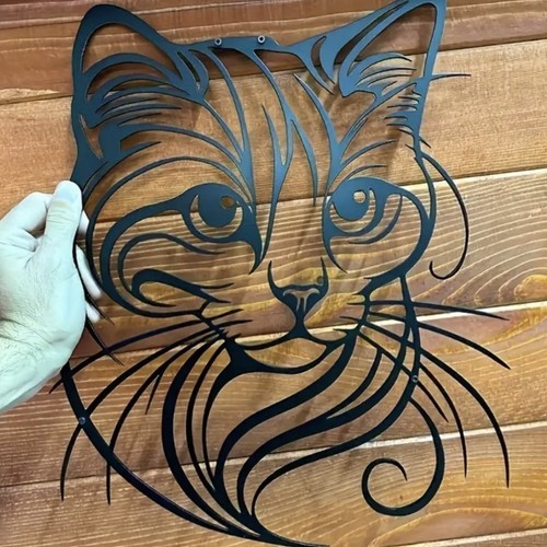 Minimalist iron cat wall art - wall,