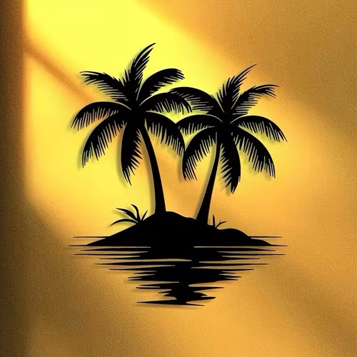 Black metal palm tree wall - tree,