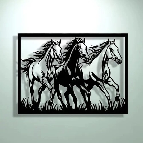 Metal wall art modern horses - modern, 3