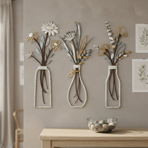 Piece colorful metal floral - 3-piece,