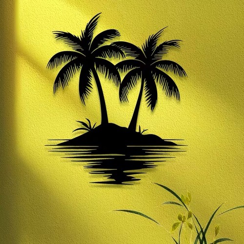 Palm tree black metal - black, wall