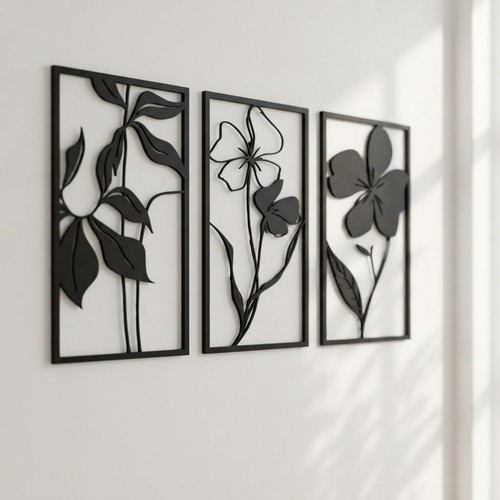 Set black floral line - floral,