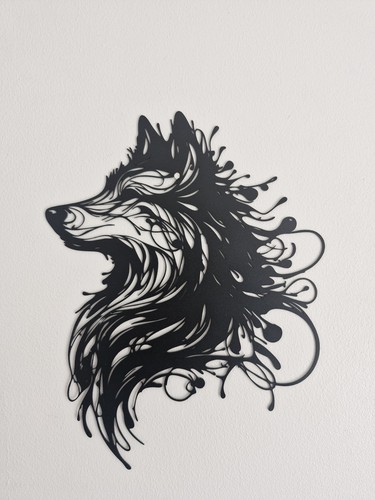 Black metal wolf - metal, head