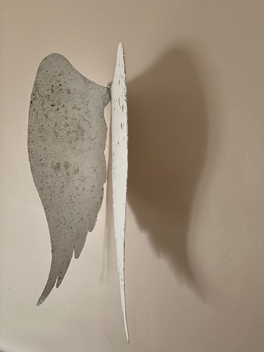 Metal distressed angel wings - metal,