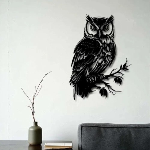 Metal owl wall art statue - owl,